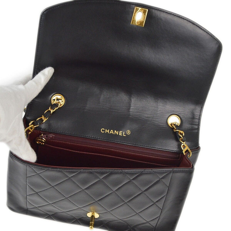 Chanel Black Lambskin Medium Diana