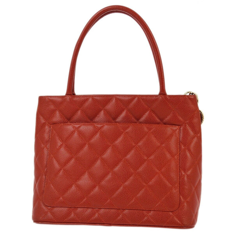 Chanel Red Caviar Medallion Tote Handbag