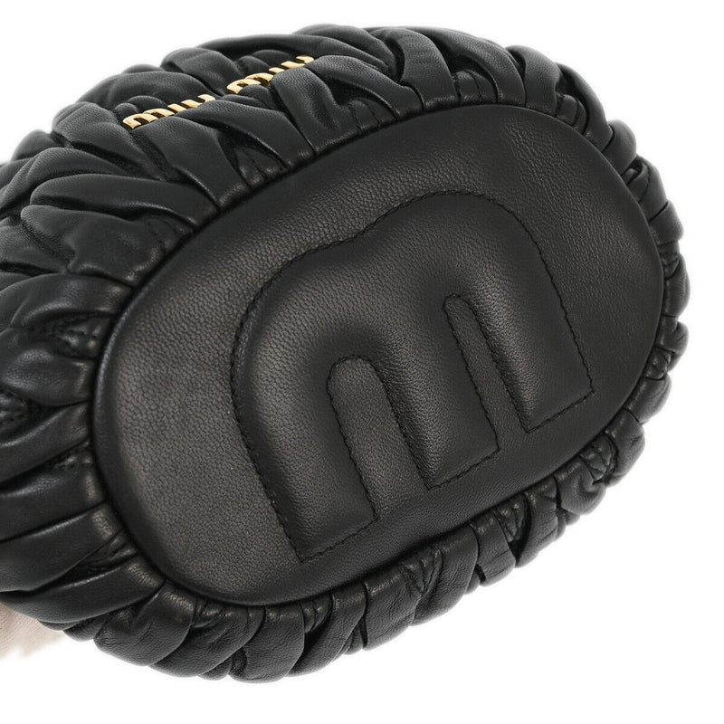 Miu Black Lambskin Matelasse Bucket