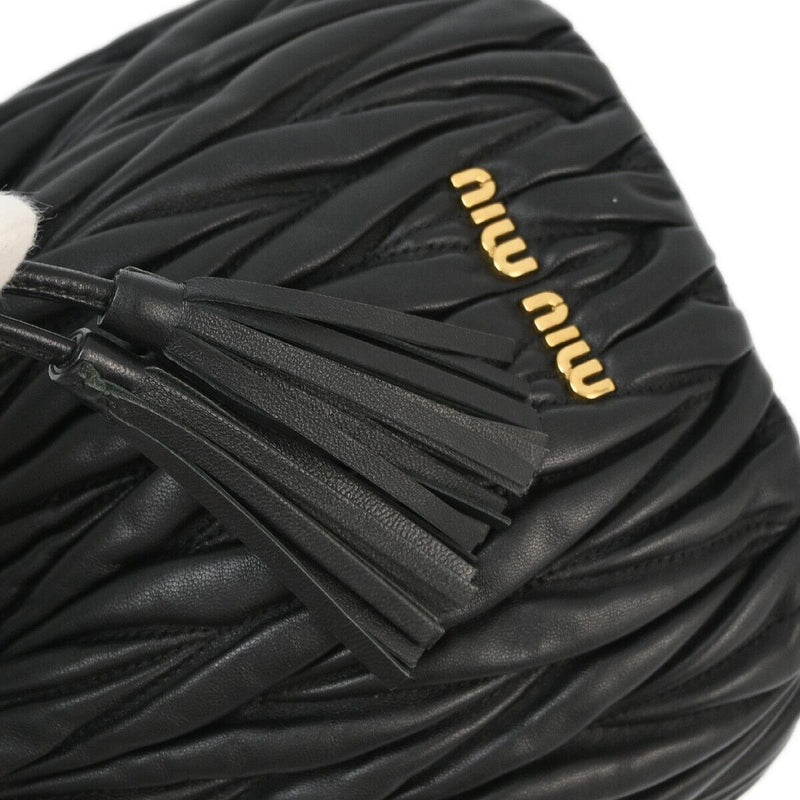 Miu Black Lambskin Matelasse Bucket