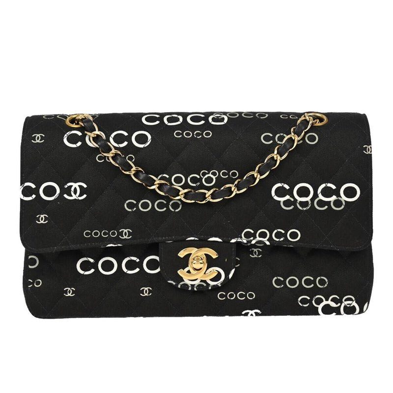 Chanel Black Canvas Coco Medium Classic