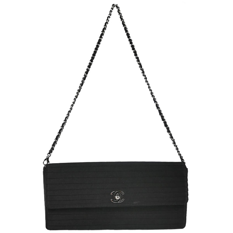 Chanel Black Satin East West Shoulder