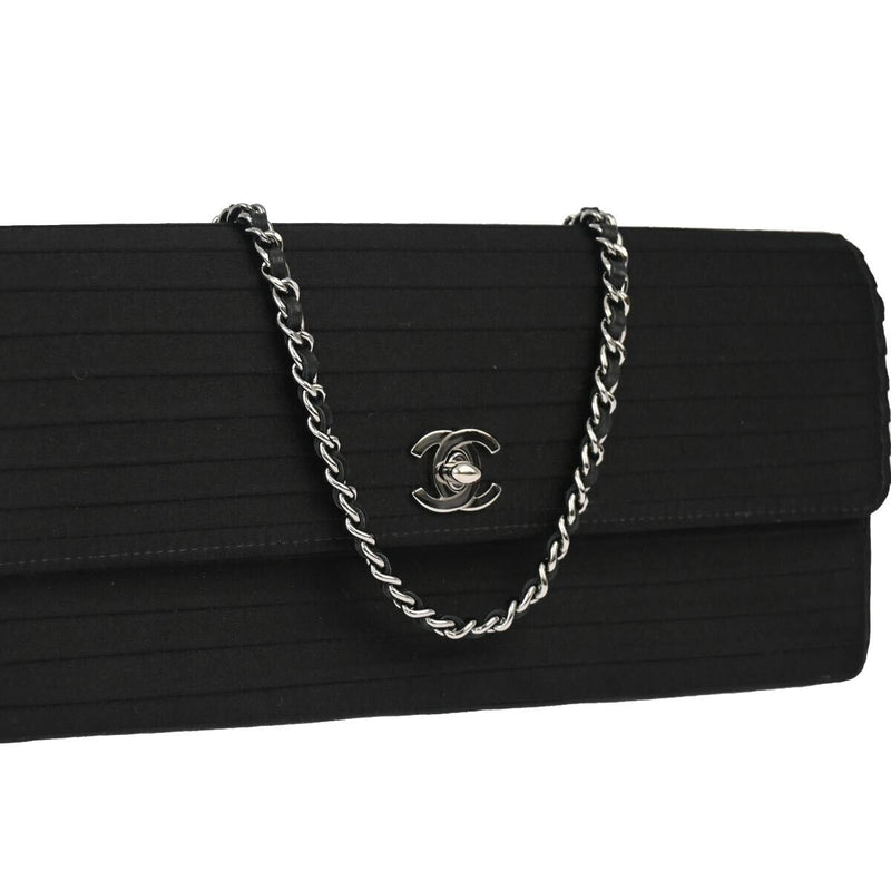 Chanel Black Satin East West Shoulder