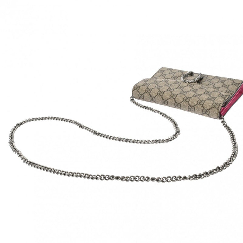 Gucci Gg Supreme Chain Wallet Beige/Pink