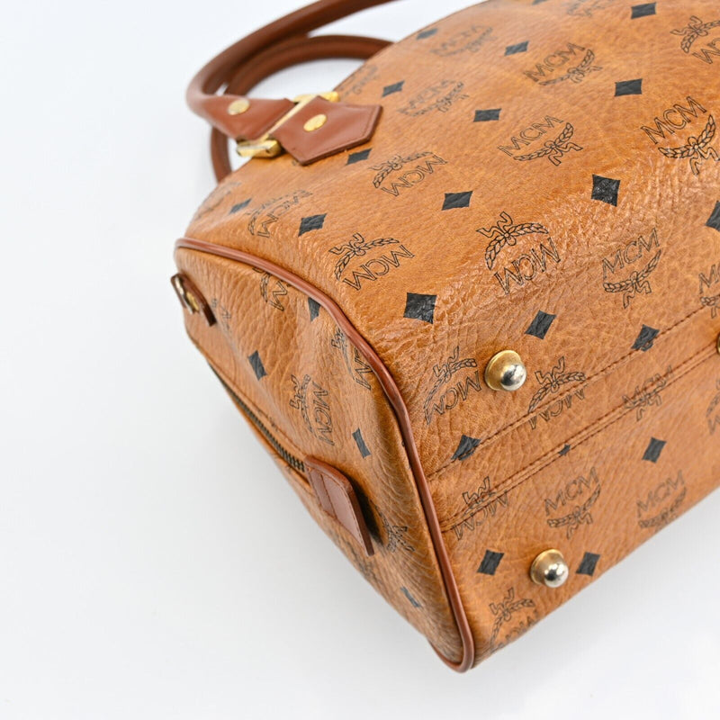 Mcm Visetos Leather Boston Bag