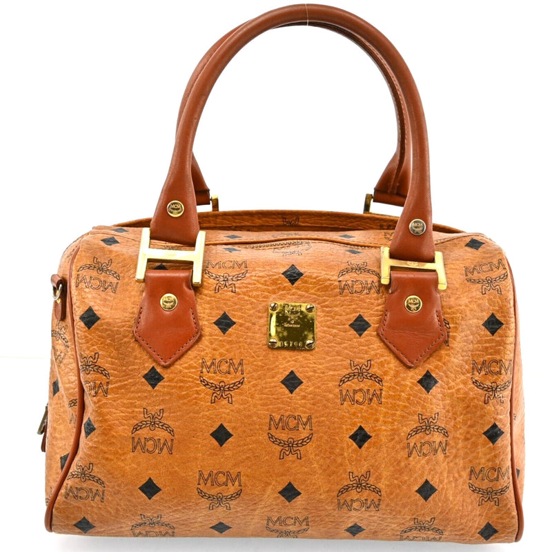 Mcm Visetos Leather Boston Bag