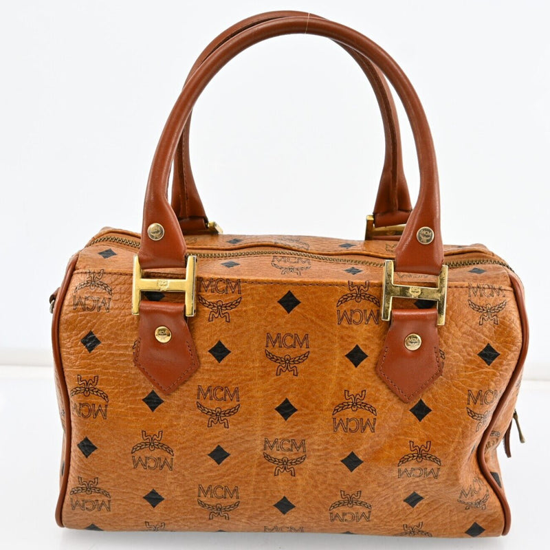 Mcm Visetos Leather Boston Bag