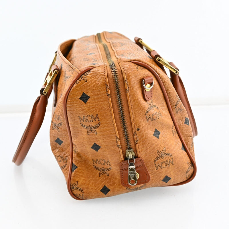 Mcm Visetos Leather Boston Bag