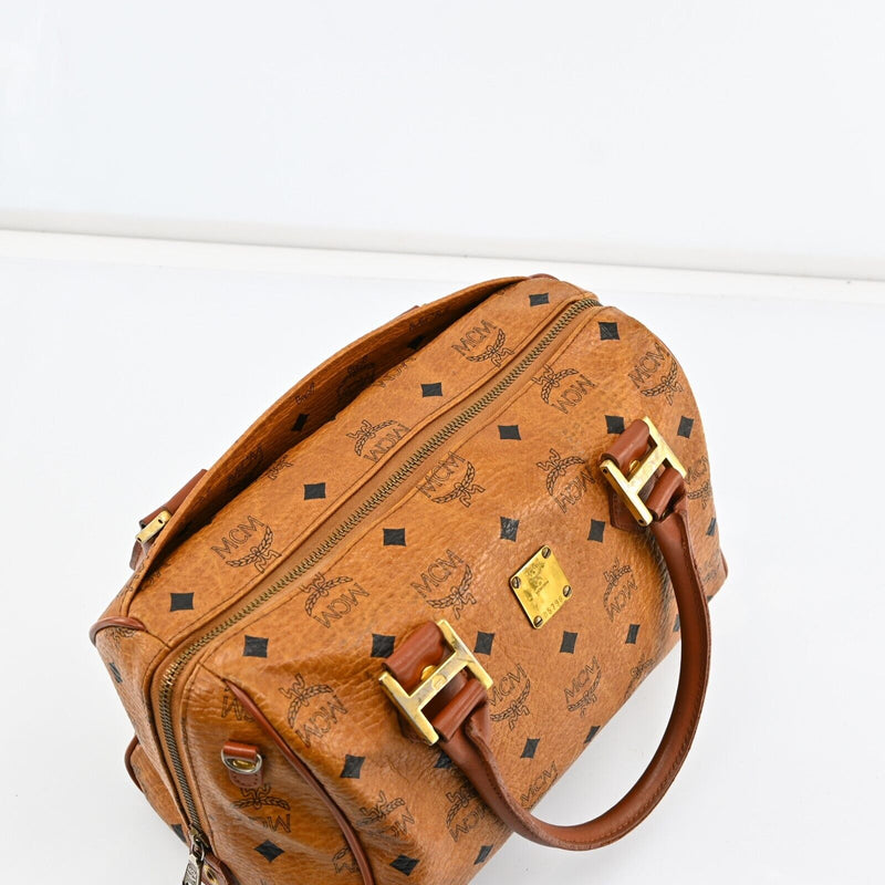 Mcm Visetos Leather Boston Bag