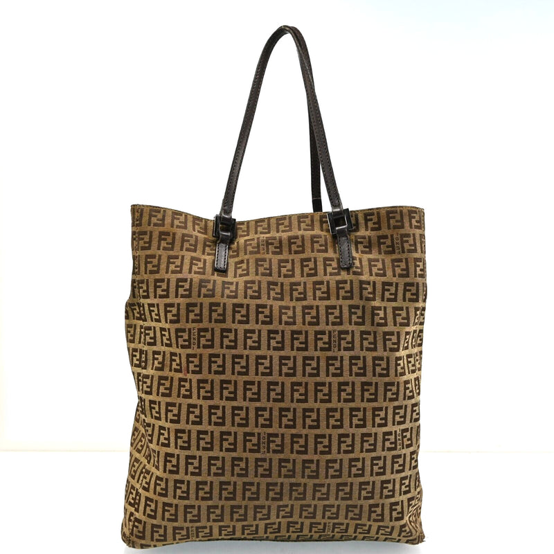 Fendi Zucchino Hand Bag Beige Brown