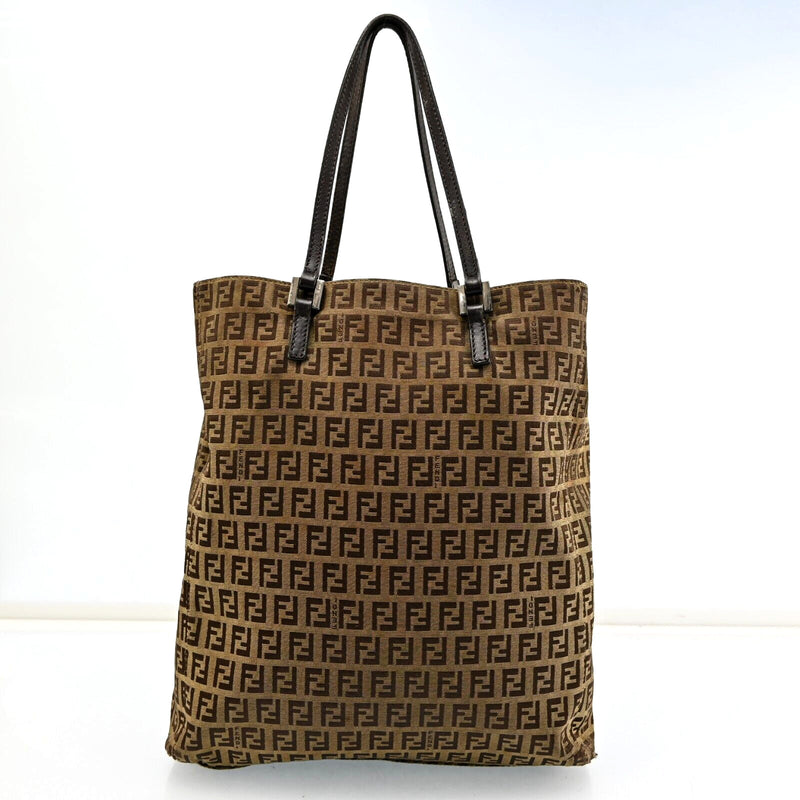 Fendi Zucchino Hand Bag Beige Brown