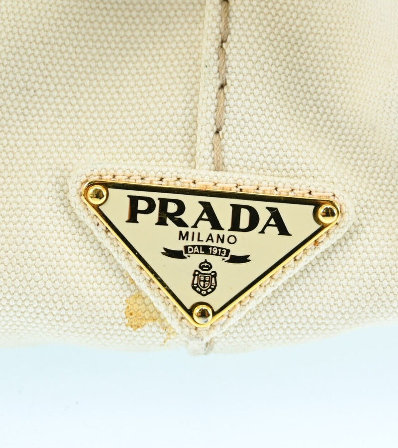 Prada Logos Canapa Canvas Hand Bag