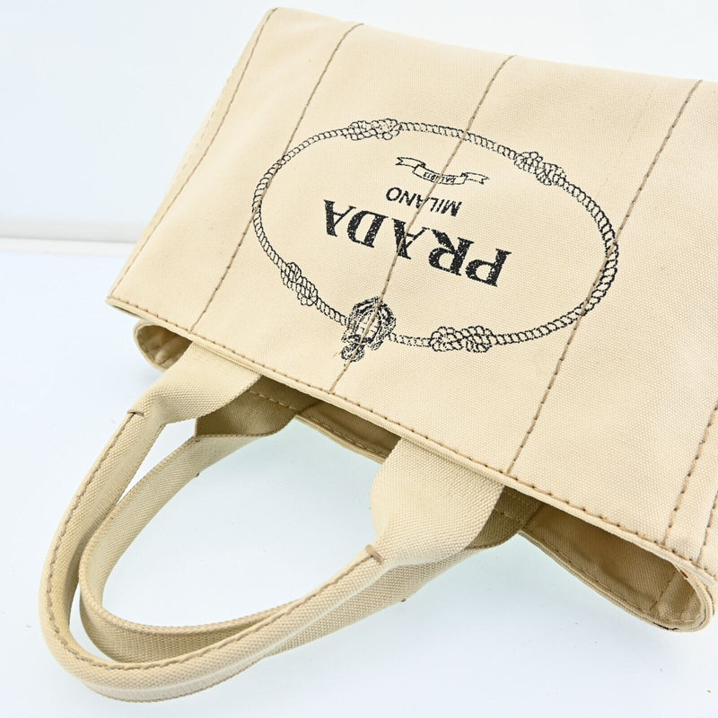 Prada Logos Canapa Canvas Hand Bag