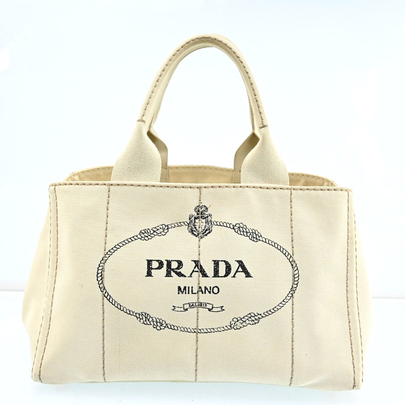 Prada Logos Canapa Canvas Hand Bag