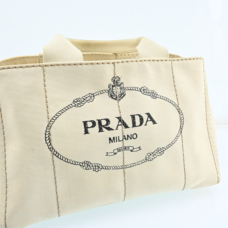 Prada Logos Canapa Canvas Hand Bag