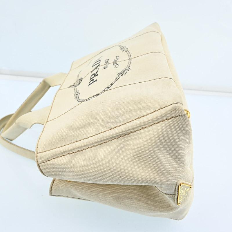 Prada Logos Canapa Canvas Hand Bag