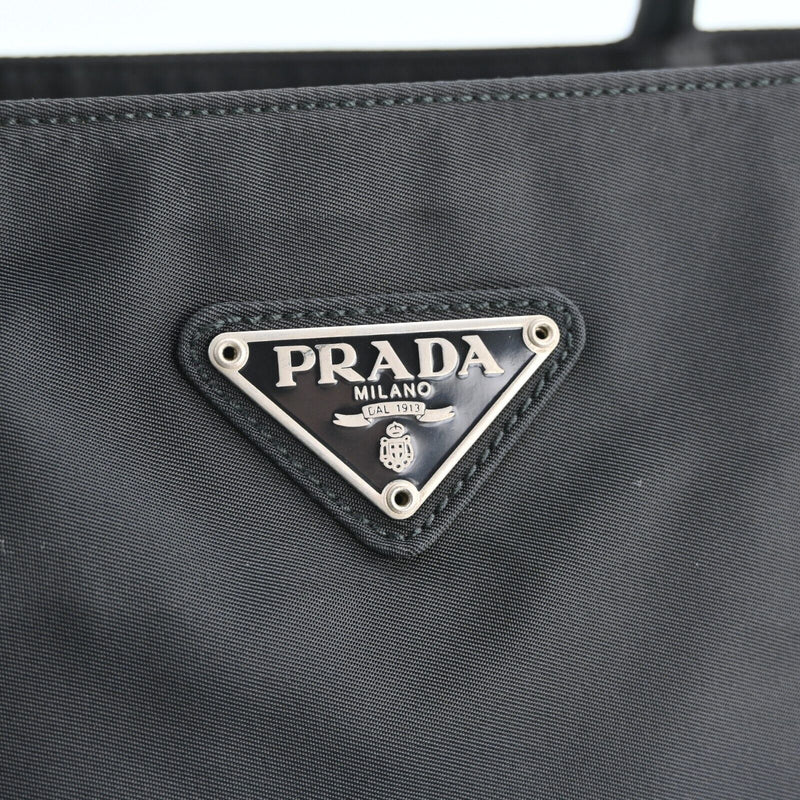 Prada Nylon Leather Hand Tote Bag