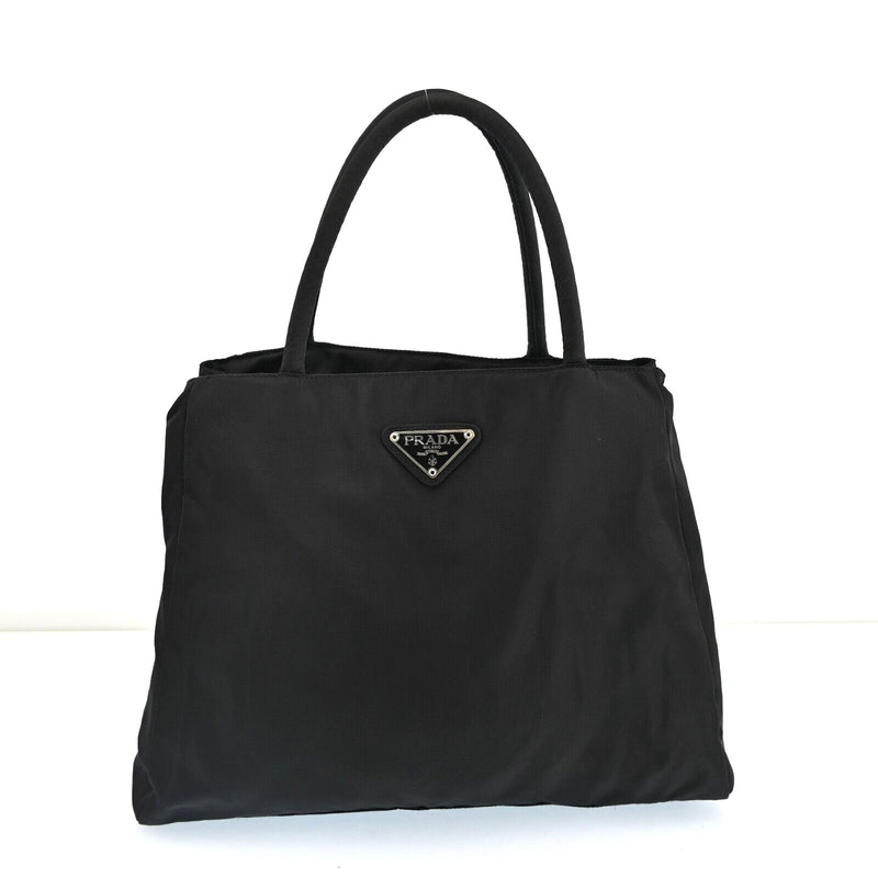 Prada Nylon Leather Hand Tote Bag