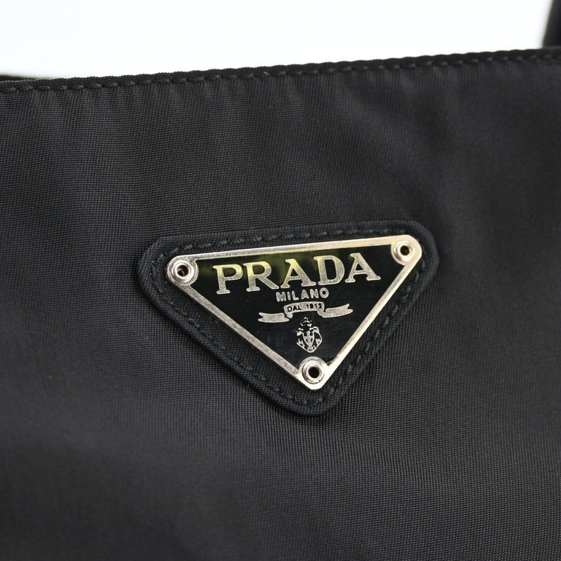 Prada Nylon Leather Hand Tote Bag