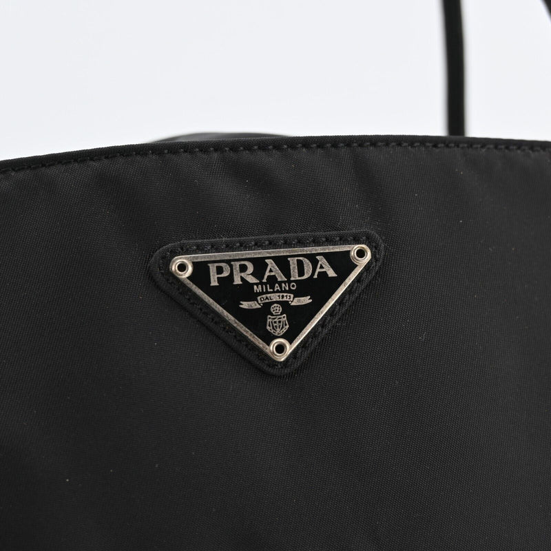 Prada Nylon Leather Hand Tote Bag