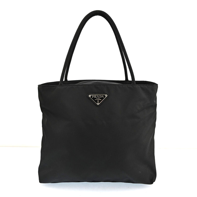 Prada Nylon Leather Hand Tote Bag