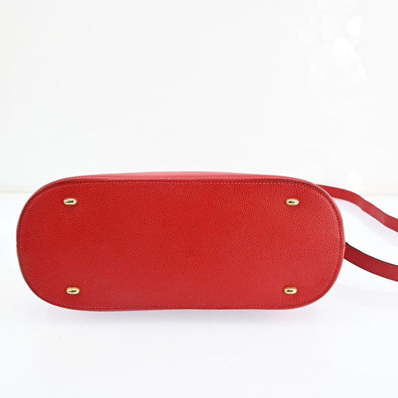 Celine Hand Bag Leather 2Way Red