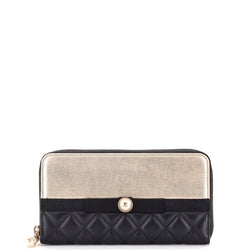 Chanel Pearl Zip Wallet Lambskin Long