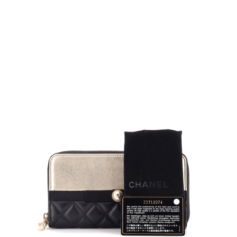 Chanel Pearl Zip Wallet Lambskin Long