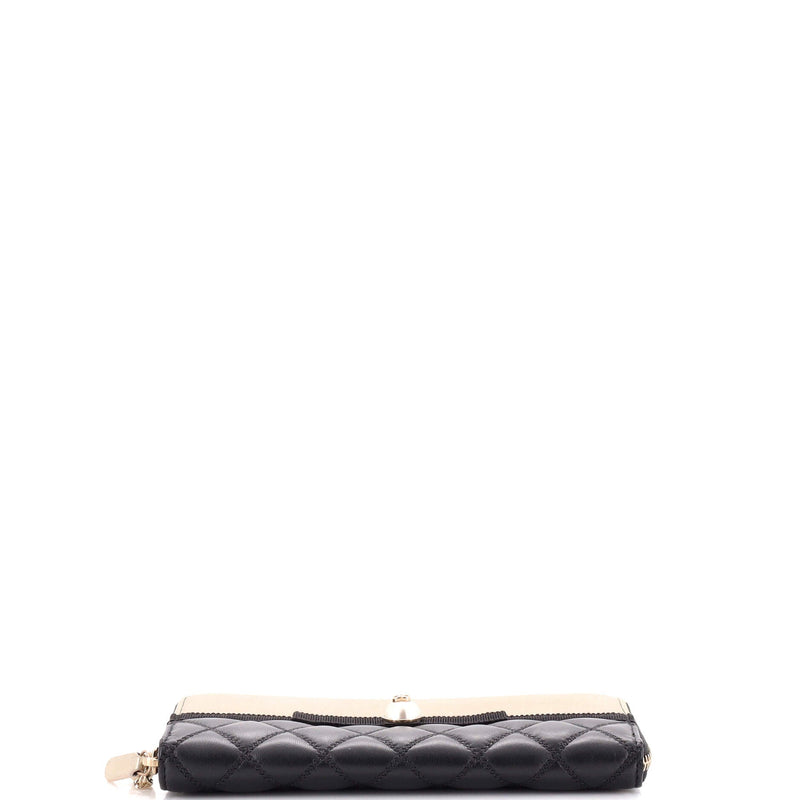 Chanel Pearl Zip Wallet Lambskin Long