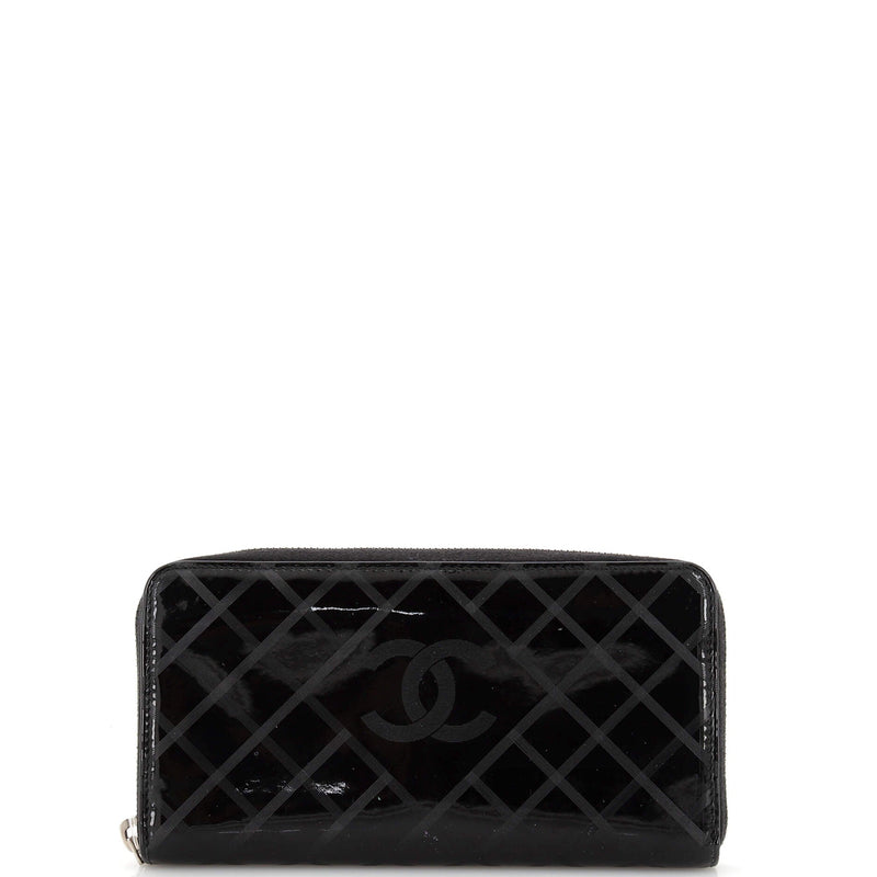 Chanel Zip Around Wallet Quilted Patent