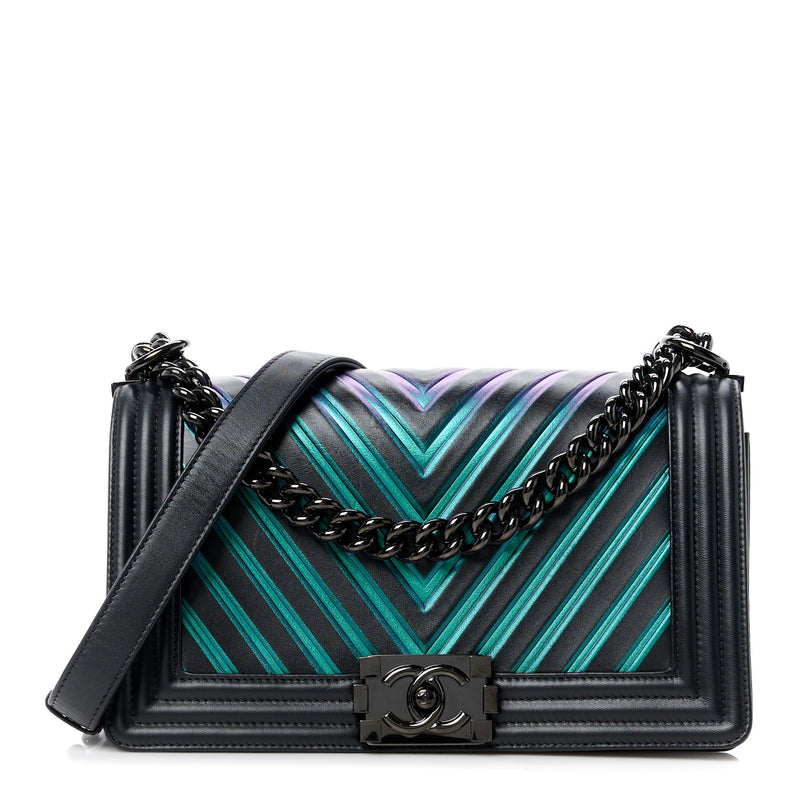 Chanel Calfskin Painted Chevron Embossed