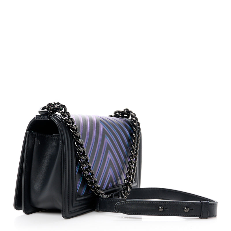 Chanel Calfskin Painted Chevron Embossed