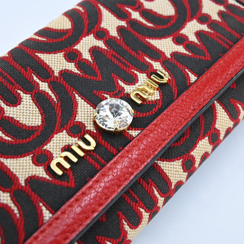 Miu Logos Canvas Leather Long