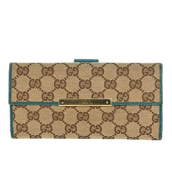 Gucci Gg Canvas Leather Long Wallet