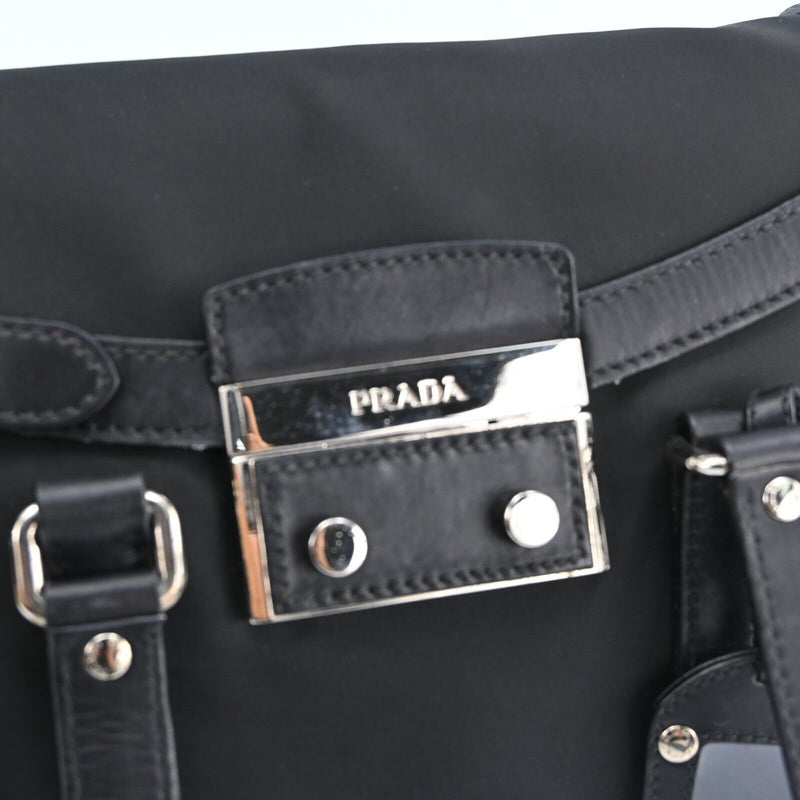 Prada Black Nylon Leather Hand Tote