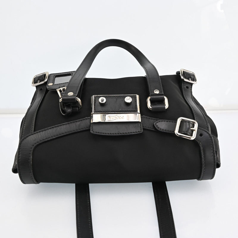 Prada Black Nylon Leather Hand Tote