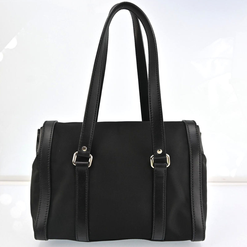 Prada Black Nylon Leather Hand Tote