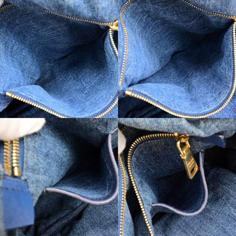 Prada Logo Canapa Hand Tote Bag Denim