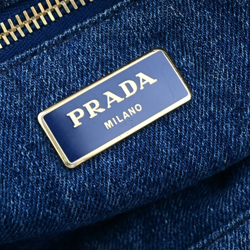 Prada Logo Canapa Hand Tote Bag Denim