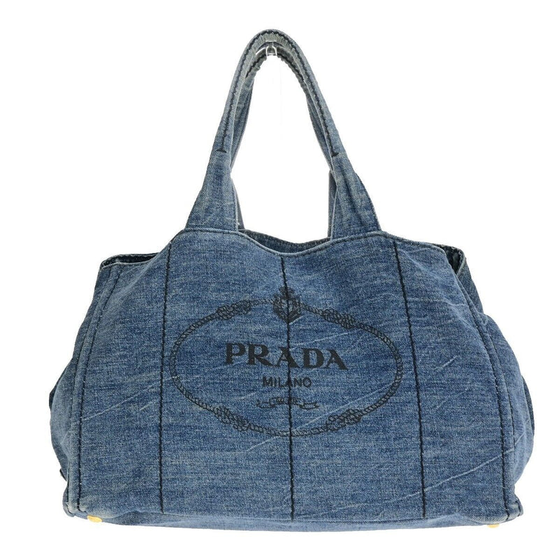 Prada Logo Canapa Hand Tote Bag Denim