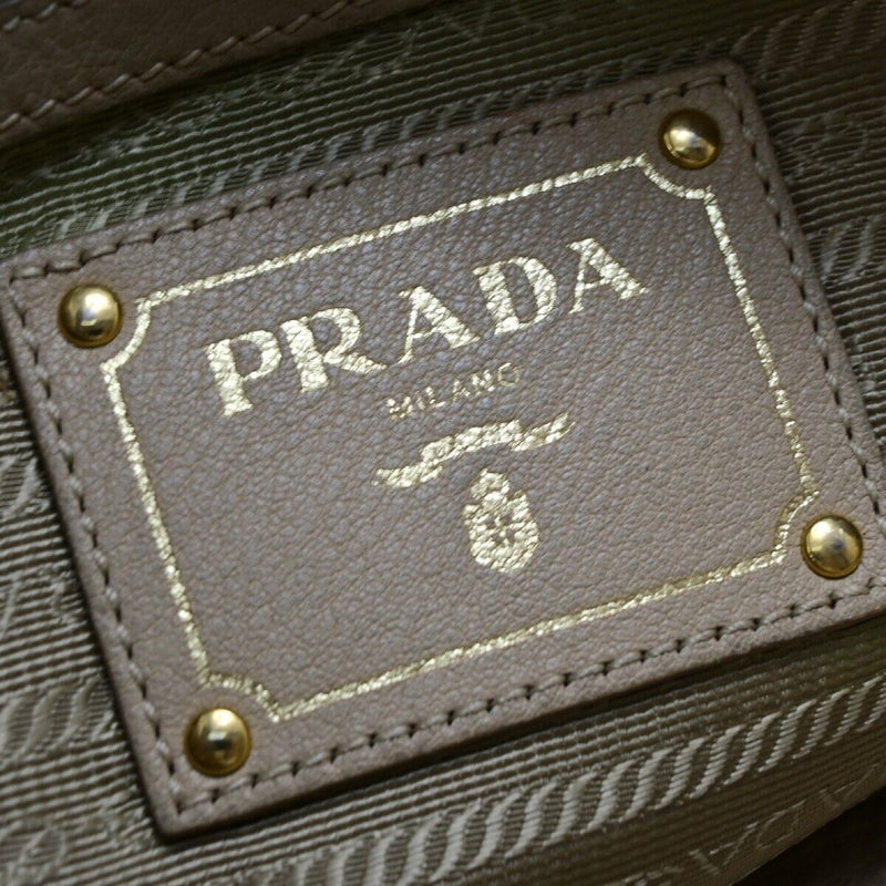 Prada Logo Shoulder Tote Bag Leather