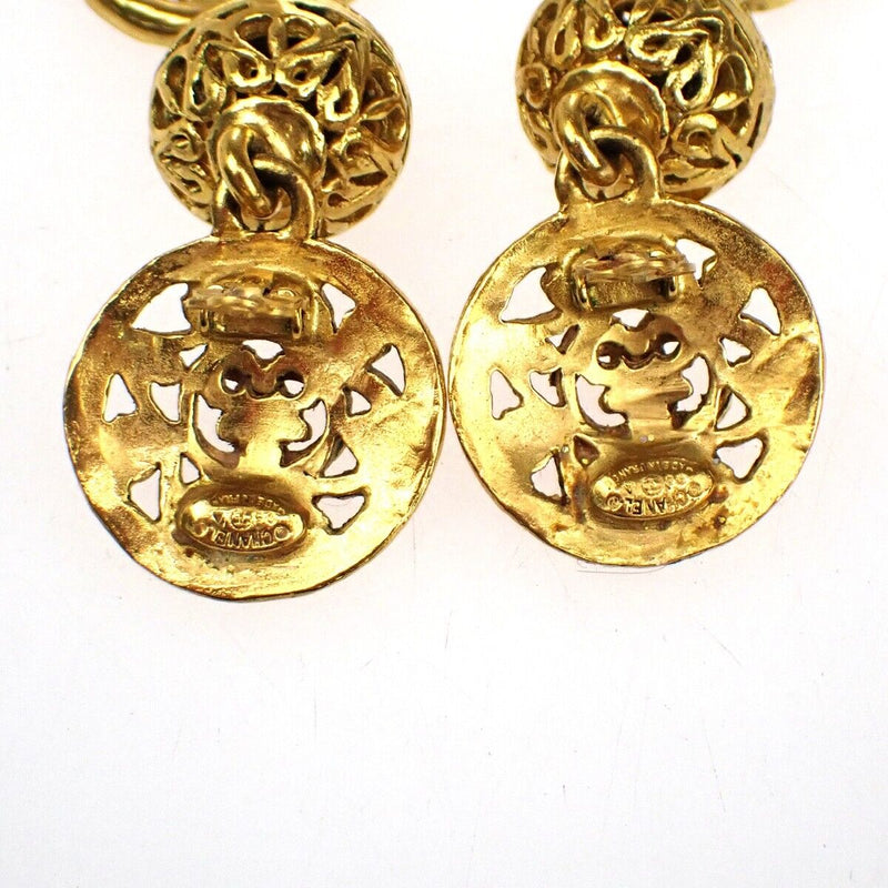 Chanel Cc Paisley Motif Drop Earrings