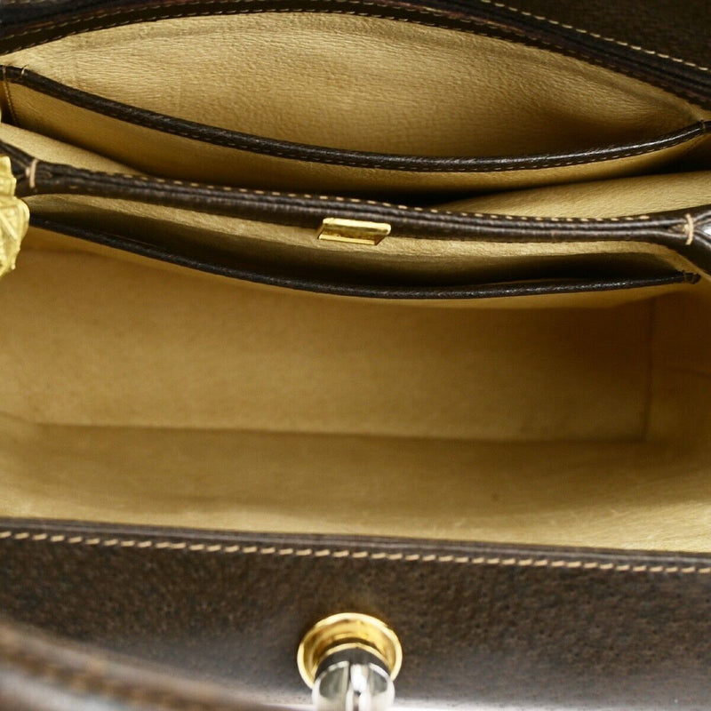 Gucci One Handle Hand Bag Leather Brown