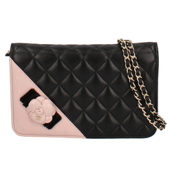 Chanel Matelasse Camellia Chain Wallet