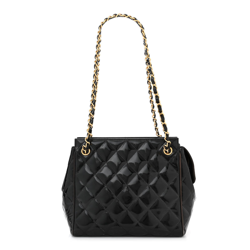 Chanel Patent Quilted Cc Shoulder Bag