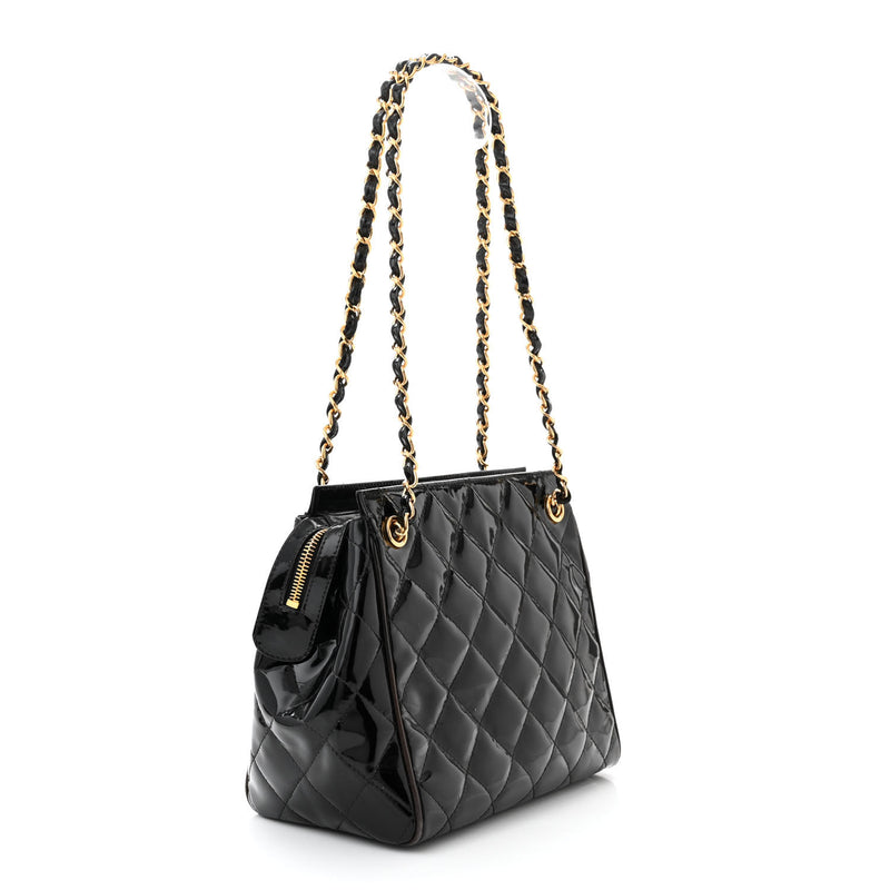 Chanel Patent Quilted Cc Shoulder Bag