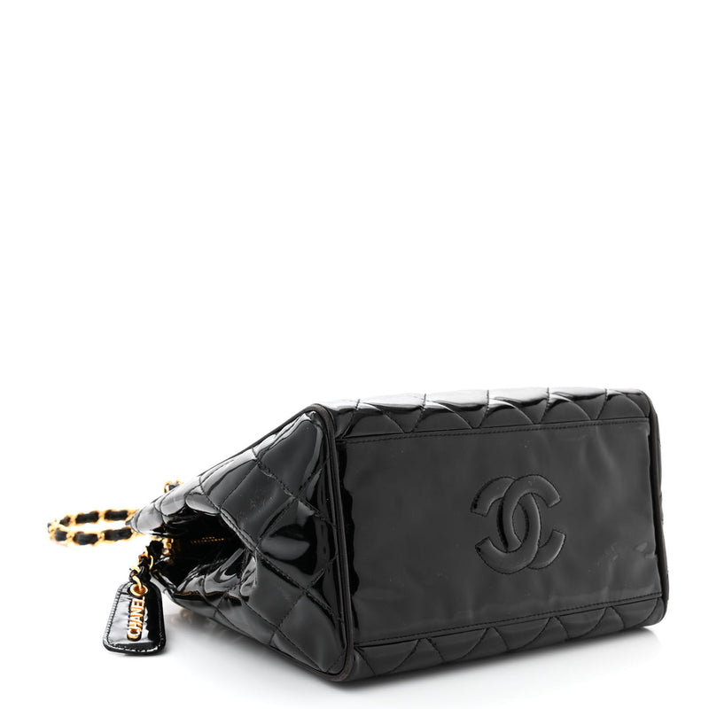 Chanel Patent Quilted Cc Shoulder Bag