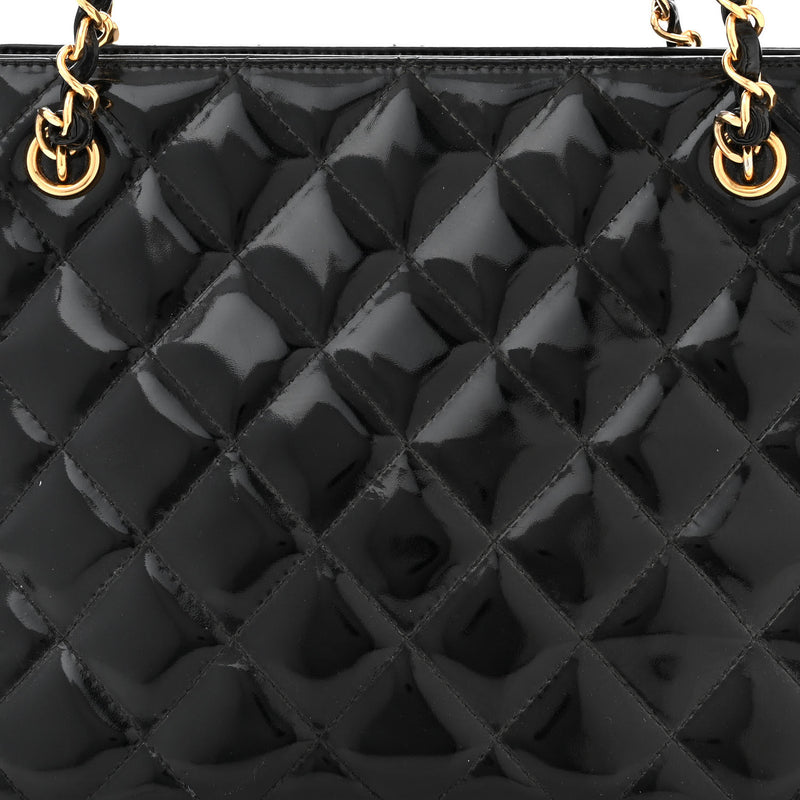 Chanel Patent Quilted Cc Shoulder Bag