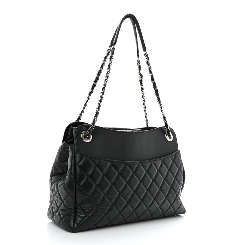 Chanel Lambskin Quilted 7 Tote Black