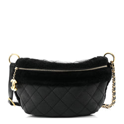 Chanel Calfskin Fur Quilted Waist Bag